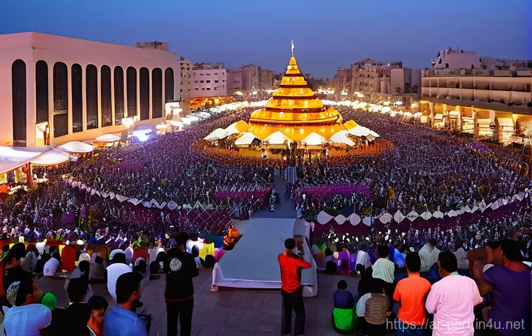 공연예술의 경제적 가치 - **A Vibrant Cultural Festival in a Modern Arab City.**
    **Prompt:** "A wide shot of a bustling, m...